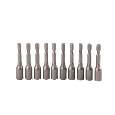 1/4 pouce Taille du lecteur Matériau CRV 6.35 Hexagon 9mm*42mm*10PC Puissant lecteur de noix magnétique