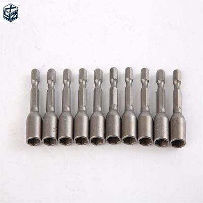 1/4 pouce Taille du lecteur Matériau CRV 6.35 Hexagon 9mm*42mm*10PC Puissant lecteur de noix magnétique