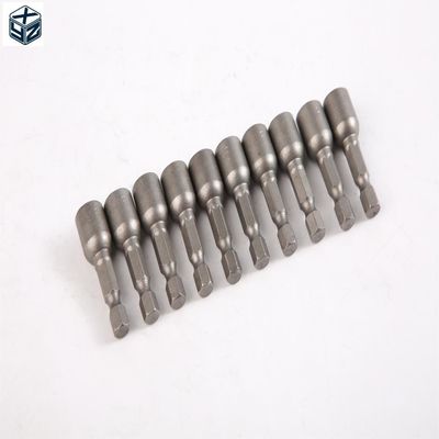1/4 pouce Taille du lecteur Matériau CRV 6.35 Hexagon 9mm*42mm*10PC Puissant lecteur de noix magnétique
