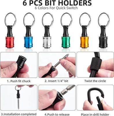 Finition en oxyde noir 6 pièces à libération rapide 1/4 pouce porte-clés