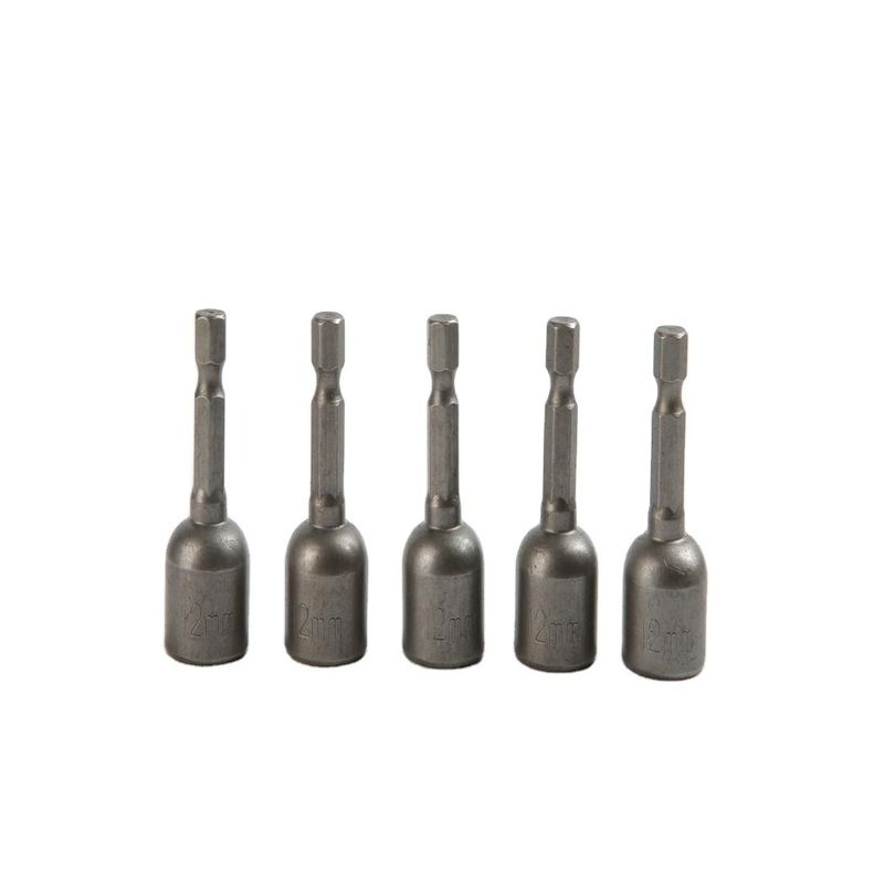 12mm*48mm*5PC CRV Magnétique Nbut Set de pilote avec finition naturelle et 1/4 pouce Drive Taille