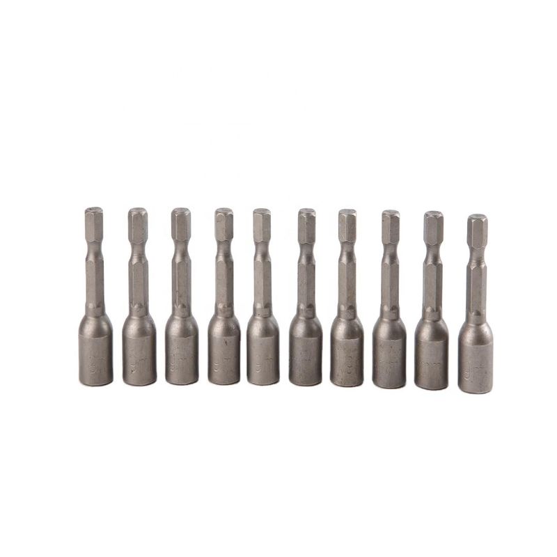 1/4 pouce Taille du lecteur Matériau CRV 6.35 Hexagon 9mm*42mm*10PC Puissant lecteur de noix magnétique